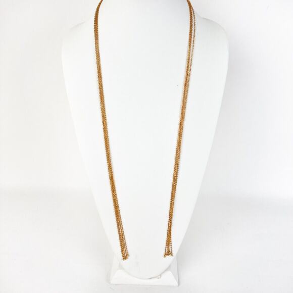 Sarah Coventry Necklace Lariat Multi Strand Open Wrap Gold Tone 37" Vintage - Picture 2 of 10